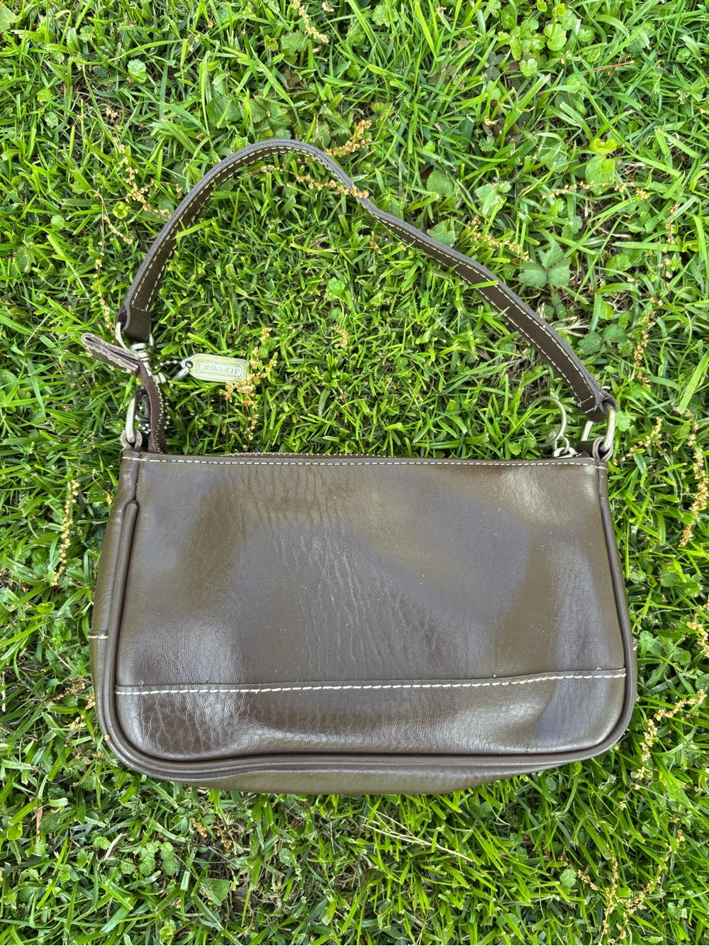 COACH Vintage Y2K Brown Leather Demi Hampton Baguette Mini Shoulder Bag - Picture 2 of 11